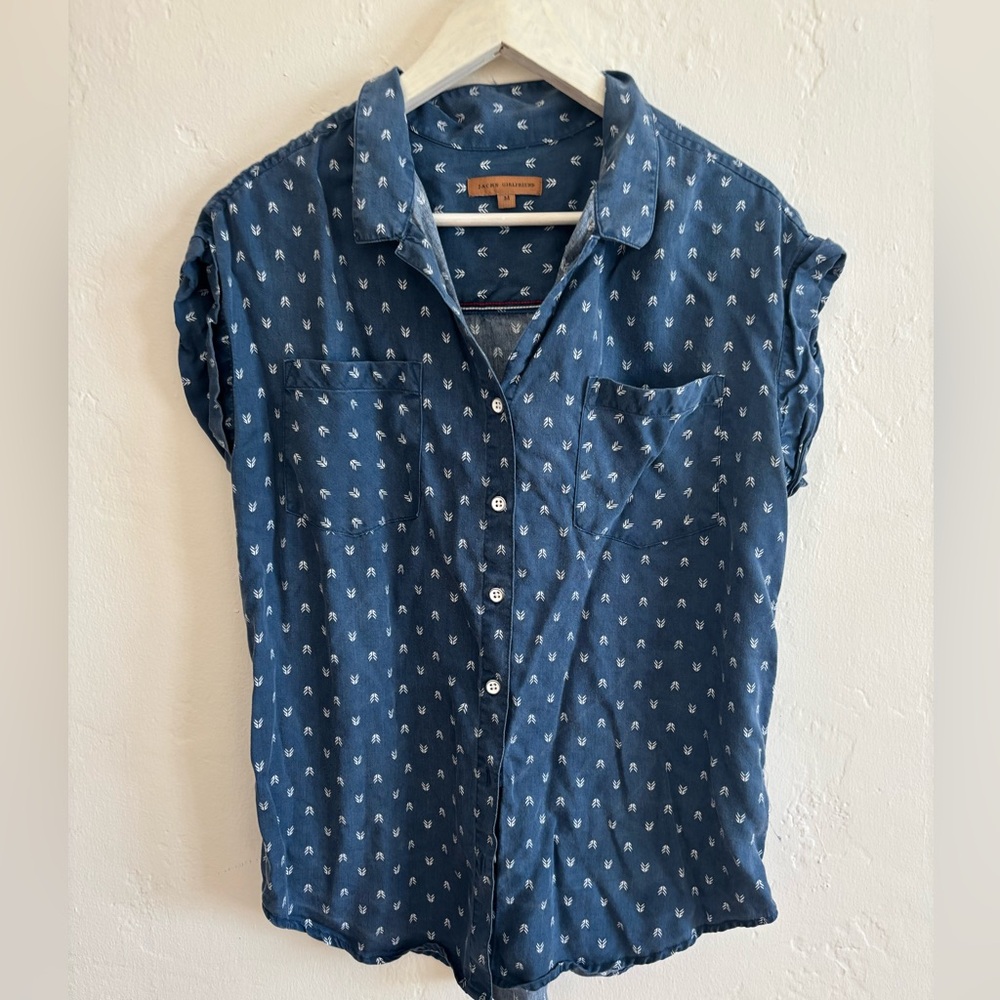 JACHS Girlfriend Navy Button-Down Shirt
